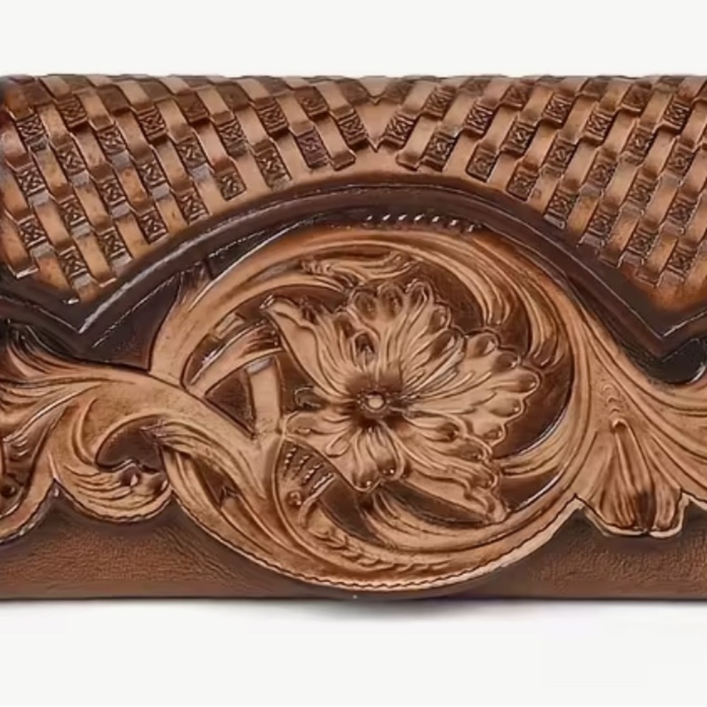 Genuine Brown Leather Wallet Western Clutch NEW